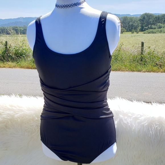 Women's Speedo Swimsuit w/ Waste Rouging sz 14 blk - Picture 8 of 9